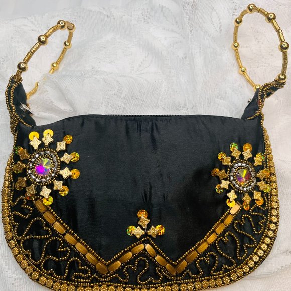 Vintage Ethnic Golden Metal Petals Clutch Purse – Handmade in Spain - Picture 2 of 8